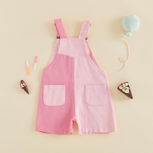 Fernvia Toddler Kids Baby Girl Boy Contrast Color Overalls Shorts Clothes - Image 7
