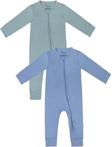 Jimonda Baby Romper Boys Girls Bamboo Pajamas 2-Way Zipper Footless Unisex Long by JimondaBaby