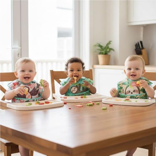 PandaEar 5 Pack Baby Bibs for Boys & Girls, Waterproof Adjustable Mealtime Bibs - Image 2