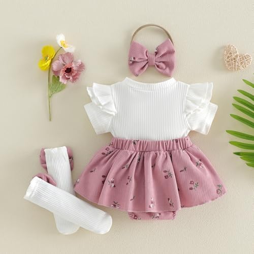 Giraropa Newborn Baby Girl Clothes Smocked Bubble Romper Dress + Socks + - Image 5