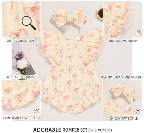TITKKOP Ruffle Bubble Romper for Baby Girl | One-Piece Shorts Jumpsuit | Summer - Image 3