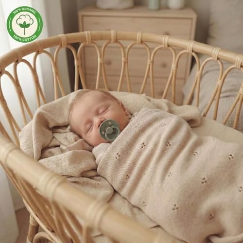 Receiving Blankets, 100% Organic Cotton Knit, Newborn Baby Swaddle | - Image 2