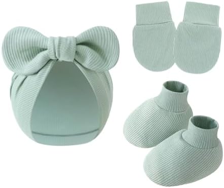 3piece Newborn Hats Mittens Socks Set Baby Boy Cotton Beanies Infant Hospital - Image 6
