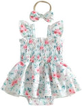 Newborn Baby Girls Summer Clothes Ruffle Sleeveless Pleated Smocked Bubble by Ursobutegl