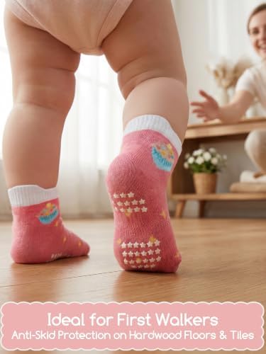 Aroveea Toddler Socks Non Slip Grip Ankle Baby 12 Pack - Image 2