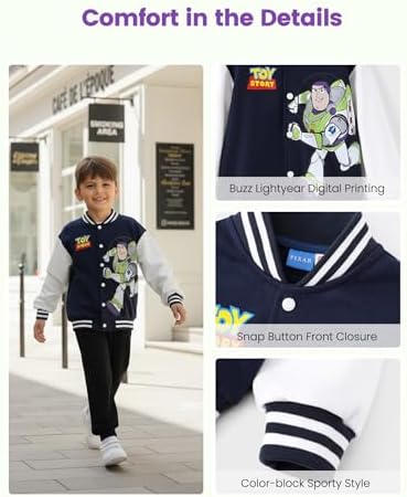 Disney Bomber Jacket Spider Man Marvel Toy Story Cars Varsity Cardigan2-13Y - Image 5