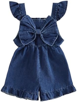 Little Girl Romper Toddler Overalls Summer Bow Jumpsuit Boho Outfit 6M-5T by Nibbcoa