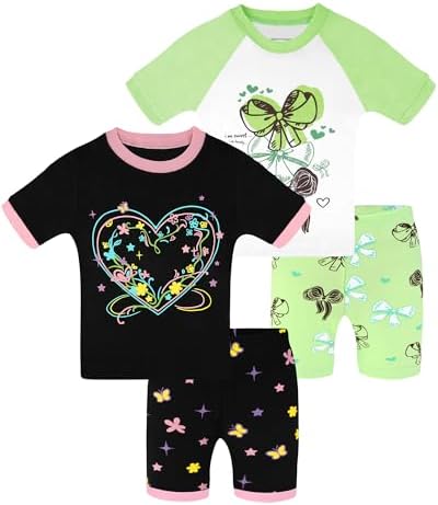 DAUGHTER QUEEN Girls Summer Pajamas Set 4 Pieces 100% Cotton Sleepwear Size 18 by DAUGHTERQUEEN