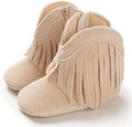 Timatego Baby Girl Cowboy Tassel Boots Side Zipper Non Slip Stay On Booties by TIMATEGO