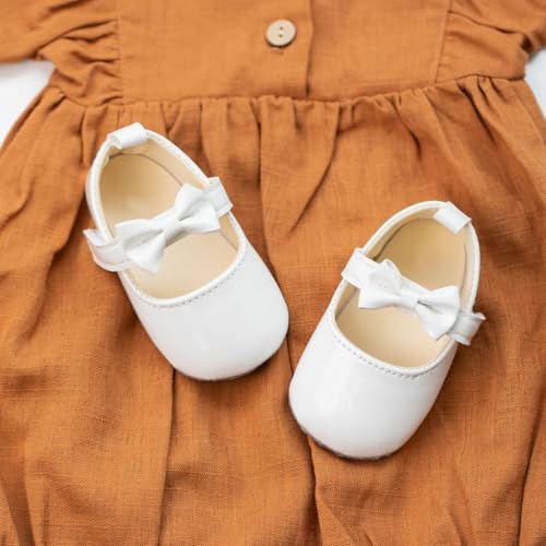 Meckior Infant Baby Girls Soft Sole Bowknot Princess Wedding Dress Mary Jane - Image 2