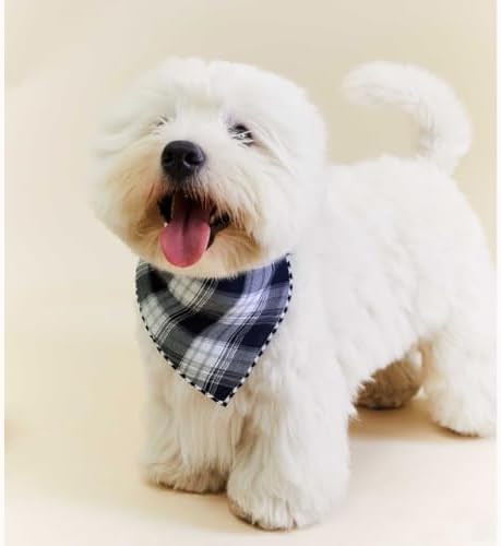 Double Layers Two Tones Dog Cotton Bandana Bibs Scarf DCB05 B&G - Image 3