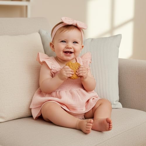 Newborn Baby Girls Summer Clothes Ruffle Sleeveless Pleated Smocked Bubble - Image 4
