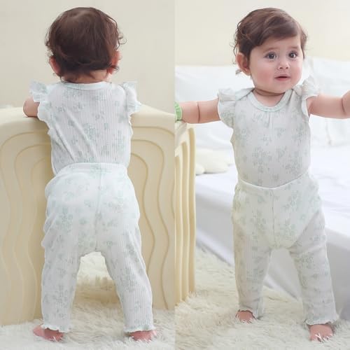 Ruliby Baby Bodysuit and Pant Set Summer Ribbed Mix Match Infant Clothes - Image 5