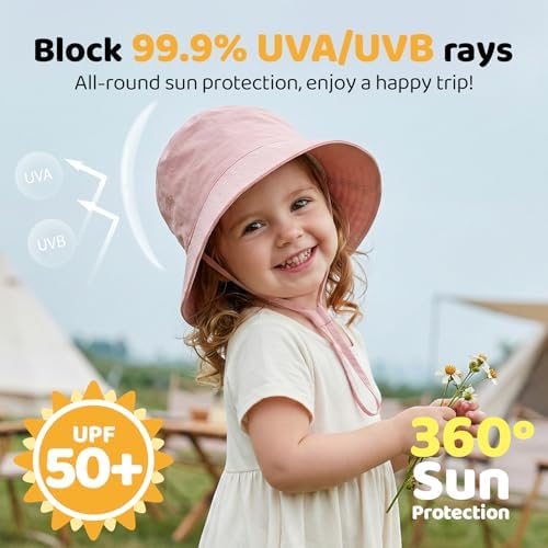 Toddler Bucket Hats UPF 50+ Baby Sun Hat Adjustable Kids Sun Protection Summer - Image 2