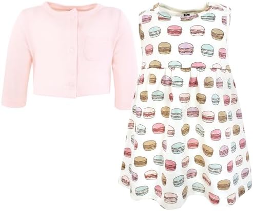 Hudson Baby Infant and Toddler Girls Cotton Dress and Cardigan Set - Image 3