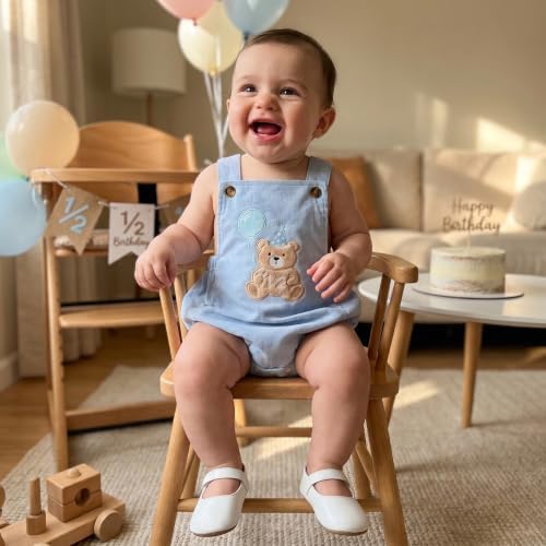Honganda Baby Boy 1/2 Birthday Outfit Half Way to One Cake Smash Romper - Image 3