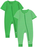 Jimonda Baby Romper Short Sleeve Cotton Pajamas 2-Way Zipper by JimondaBaby