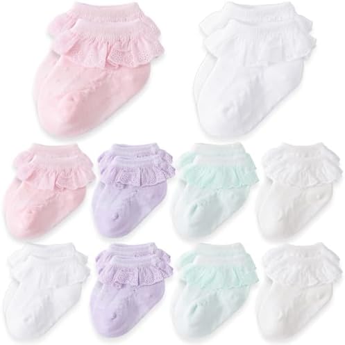 Baby Girl Lace Socks 10 Pack Newborn Ruffle Socks Cotton Ankle Dress Sock by Unknown