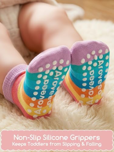 Aroveea Toddler Socks Non Slip Grip Ankle Baby 12 Pack - Image 3