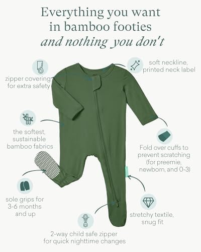 PurComfy Bamboo Viscose Baby Zipper Footie Pajamas, 0-3-6-9-18-24 Months | Ideal - Image 3