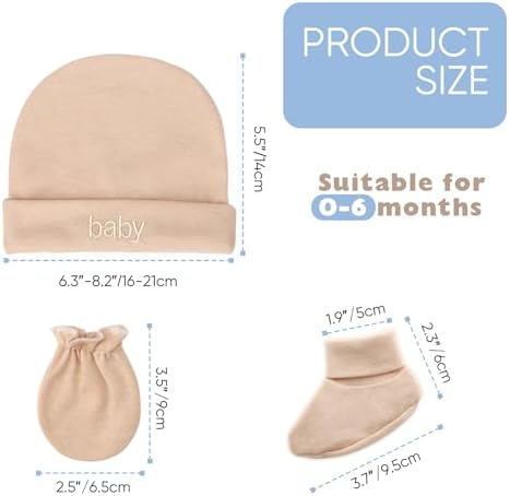 BQUBO Newborn Baby Hat Mittens Socks Set Infant Cotton Beanie Gloves Thick Warm - Image 5