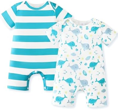 NZRVAWS Newborn Baby Boy Clothes Infant Romper 2-Pack outfit Cute Pattern by NZRVAWS