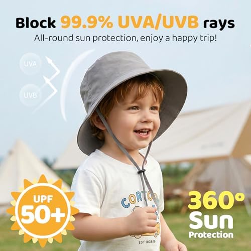 Toddler Bucket Hats UPF 50+ Baby Sun Hat Adjustable Kids Sun Protection Summer - Image 2