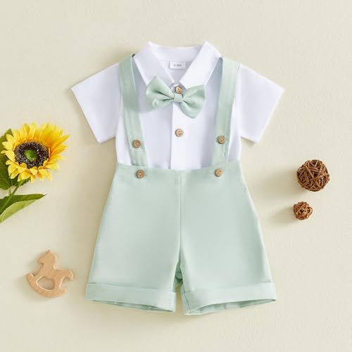 PUHHAPIEY Baby Boy Gentleman Wedding Outfit Dress Romper Suspender Pants | 0 3 - Image 4
