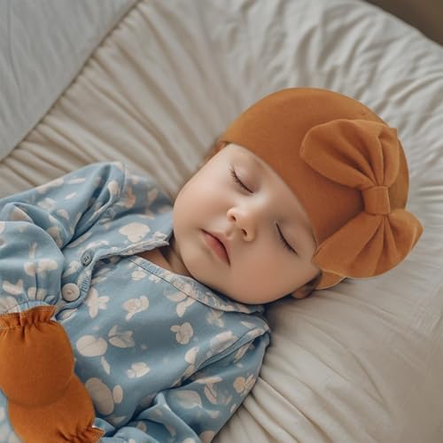 Newborn Baby Hats Mittens Sets Bow Infant Caps Gloves No Scratch Mitten Beanie - Image 5