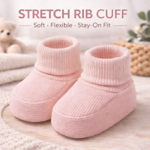 CEOBABY Baby Booties 0–3 Months, Newborn Shoes, Soft Cotton Infant Bootie Socks - Image 3