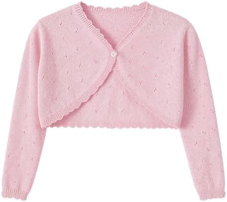 Girls Cardigan, Girls Bolero Shrug Sweater, Kids Knit Hollow Out Long Sleeve by Hvididan