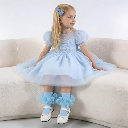 Baby Girls Ruffle Socks Double Layer Lace Turn Cuff Dress Socks - Image 3