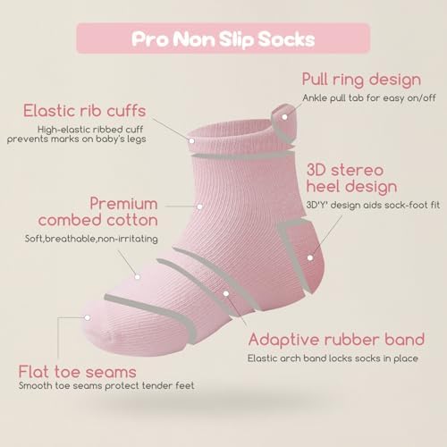 Aroveea Toddler Socks Non Slip Grip Ankle Baby 12 Pack - Image 4