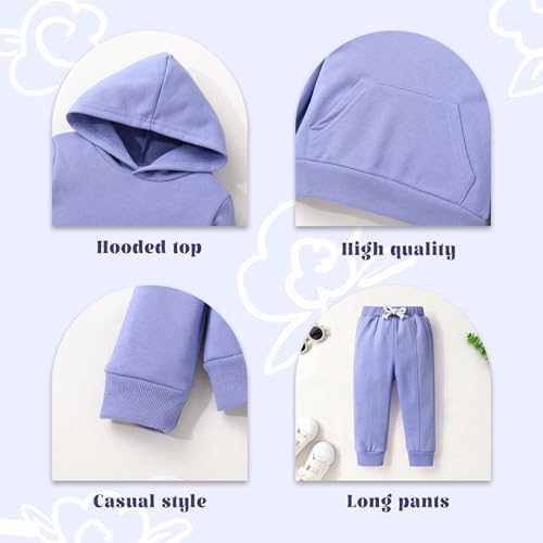 YOUNGER TREE Baby Clothes for Girls Boy Solid Color Hoodie and Sweatpants - Image 2