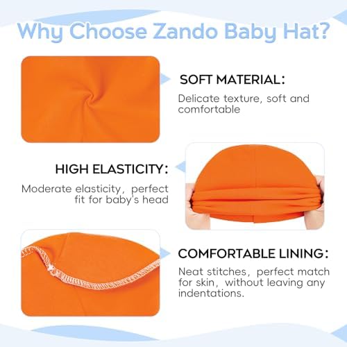 Zando Baby Beanie Newborn Hats Infant Toddler Seamless Warm Soft Knit Cap - Image 3
