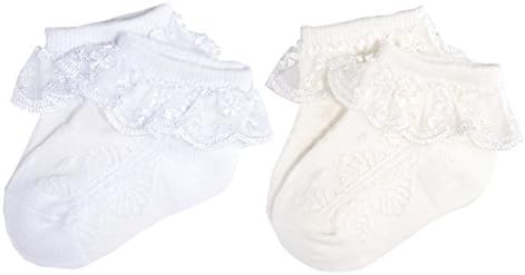 EPEIUS Baby Girl Ruffle Socks, Eyelet Frilly Lace Socks by EPEIUS