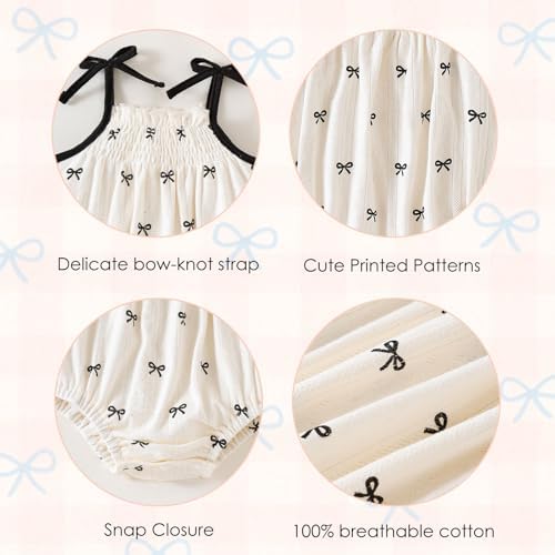 ROMPERINBOX Baby Girl Bodysuit Cotton Spaghetti Strap Sleeveless Onsies Summer - Image 3