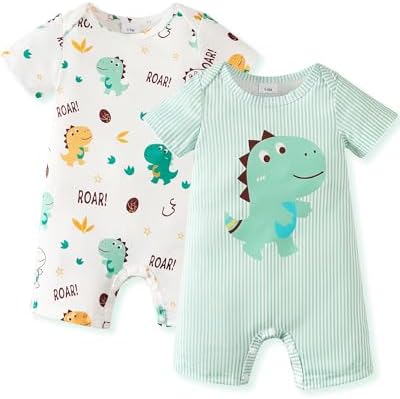 NZRVAWS Newborn Baby Boy Clothes Infant Romper 2-Pack outfit Cute Pattern by NZRVAWS