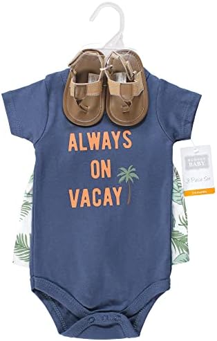 Hudson Baby Unisex Baby Cotton Bodysuit, Shorts and Shoe Set - Image 2