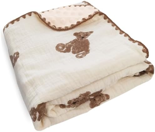Baby Blanket Double Layer Cotton Muslin Thick Quilt Neutral 40x40Inch Soft by Gunnaicat