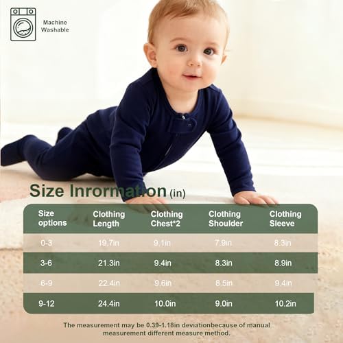 Hikido Baby Romper 100% Organic Cotton Pajamas One Piece Long Sleeve Zipper - Image 7