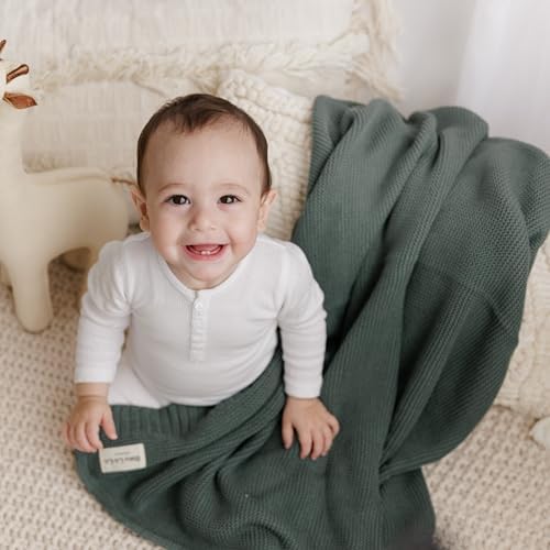 100% Organic Cotton Heritage Knit Textured Baby Quilt Blanket - Image 4