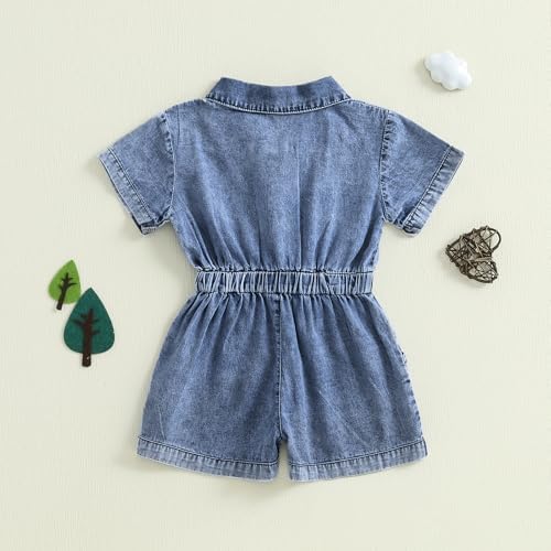 Baby Girl Denim Outfit Button Romper Jean Jumpsuit Shorts Overalls Toddler - Image 6