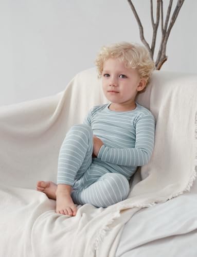 AVAUMA Stripe Pattern Baby Boys Girls Pajama Set Kids Toddler Snug fit Ribbed - Image 4
