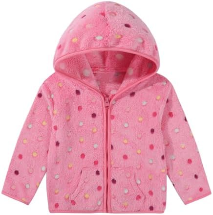 Toddler Baby Girl Fleece Jackets Fall Clothes Hooded Zip Fuzzy Coats by Adarl