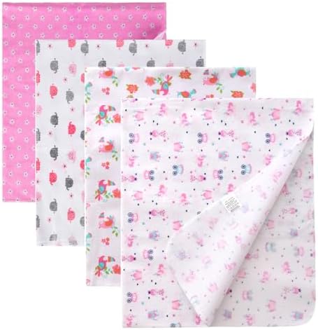 Cotton Flannel Receiving Blankets 4 Pcs, Baby Swaddle Blankets, Infant Flannel by Unknown