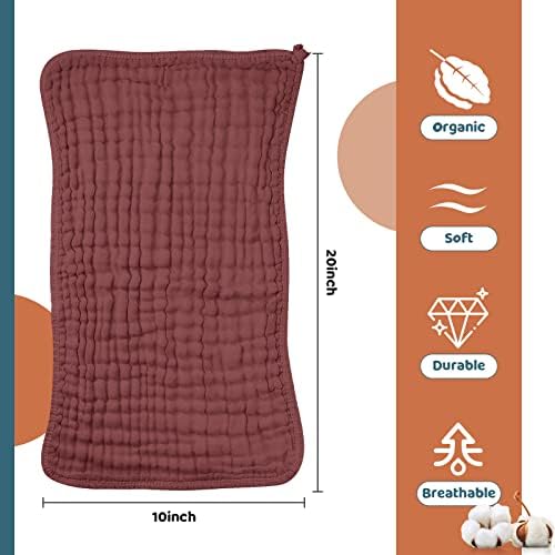 8 Packs Muslin Burp Cloths Large 20" x 10", 6 Layers Unisex Baby Absorbent 100% - Image 2