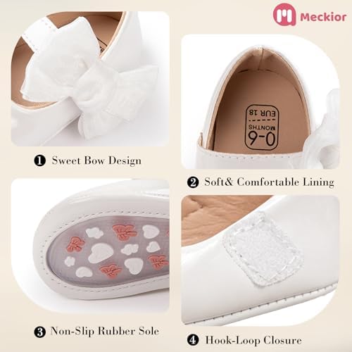 Meckior Infant Baby Girls Soft Sole Bowknot Princess Wedding Dress Mary Jane - Image 6