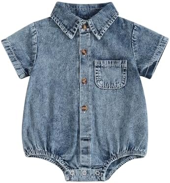 Baby Girl Denim Outfit Button Romper Jean Jumpsuit Shorts Overalls Toddler by Emmababy