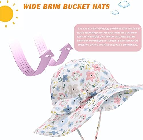 Baby Girl Sun Hat Infant Summer Beach Hat Toddler Bucket Hat UPF 50+ - Image 3